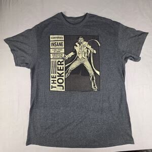 DC Comics The Joker "Certified Insane" Arkham Asylum Graphic T-Shirt Gray Heathe